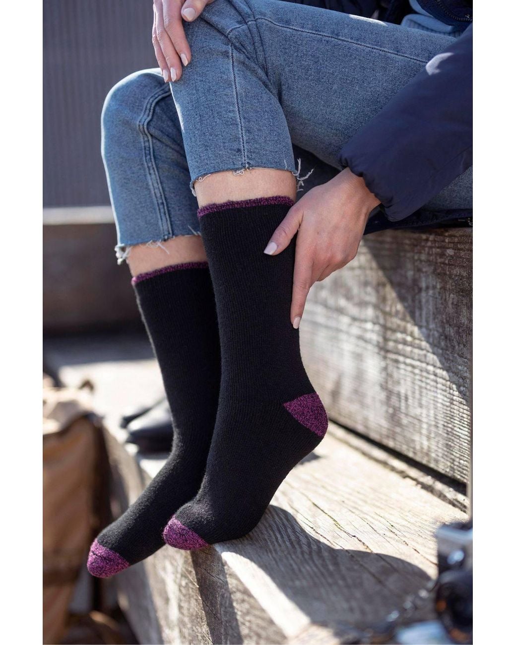 Heat Holders Purple Twist Patterned Thick Winter Warm Thermal Socks