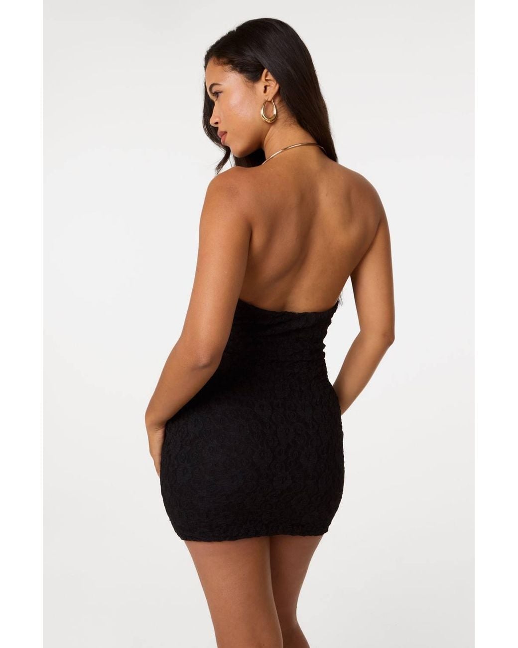 Pink Vanilla Black Lace Halter Neck Dress