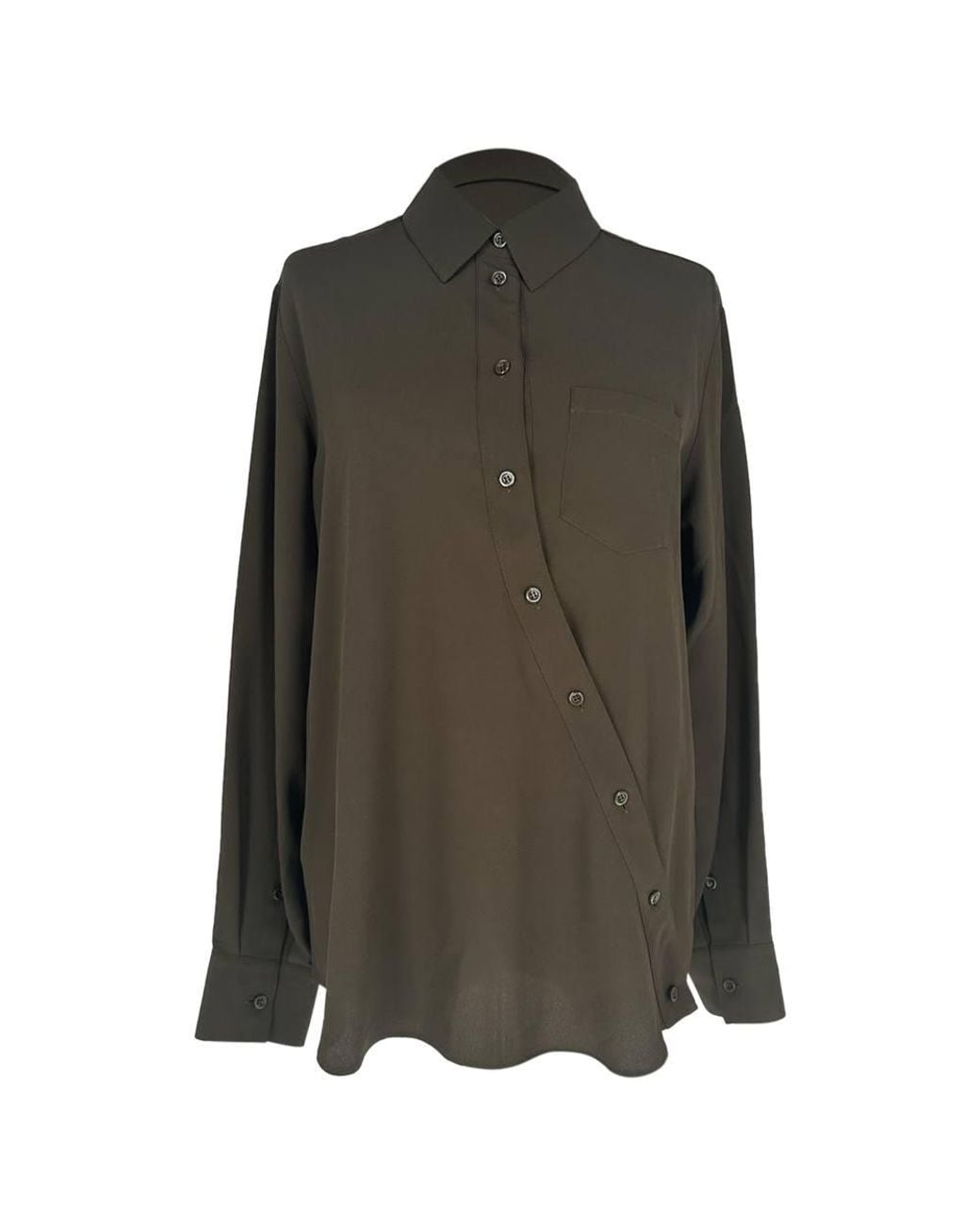 Altuzarra Green Preloved Asymmetric Button-Down Blouse