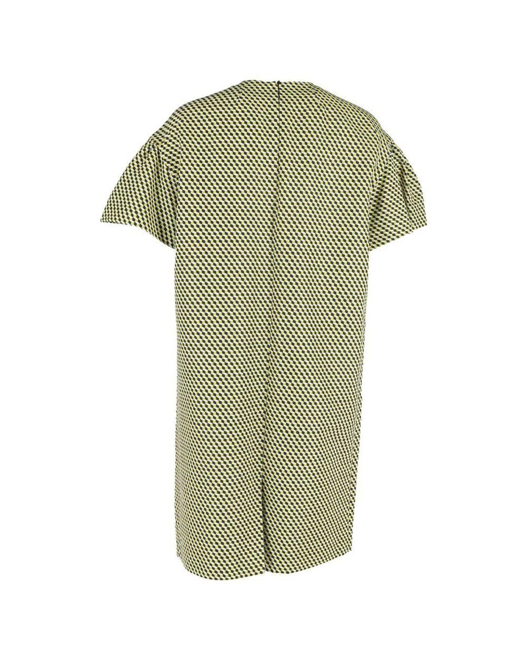 Dries Van Noten Green Preloved Geometric Printed Dress