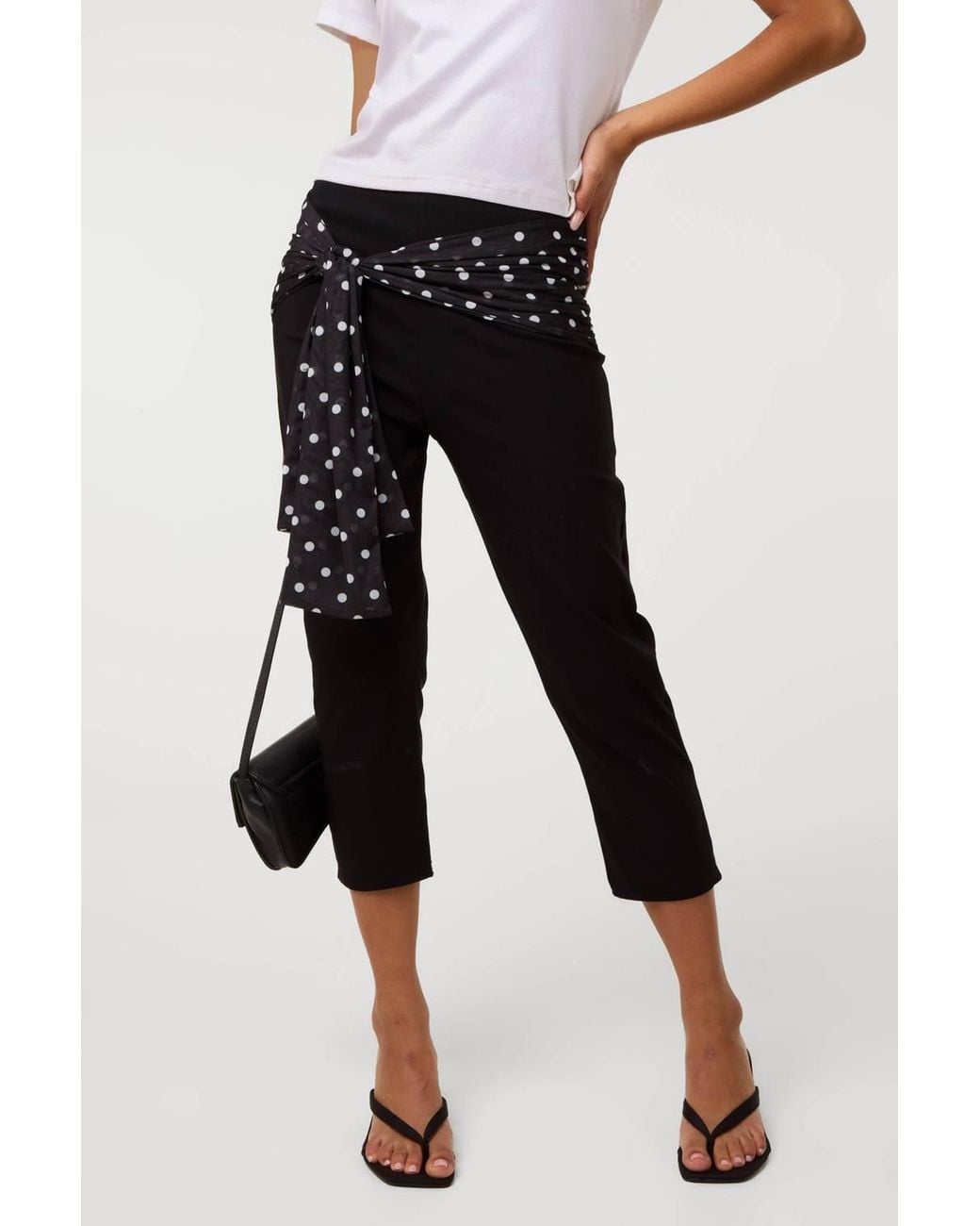 Pink Vanilla Black Mesh Polka Dot Tie Capri Pants
