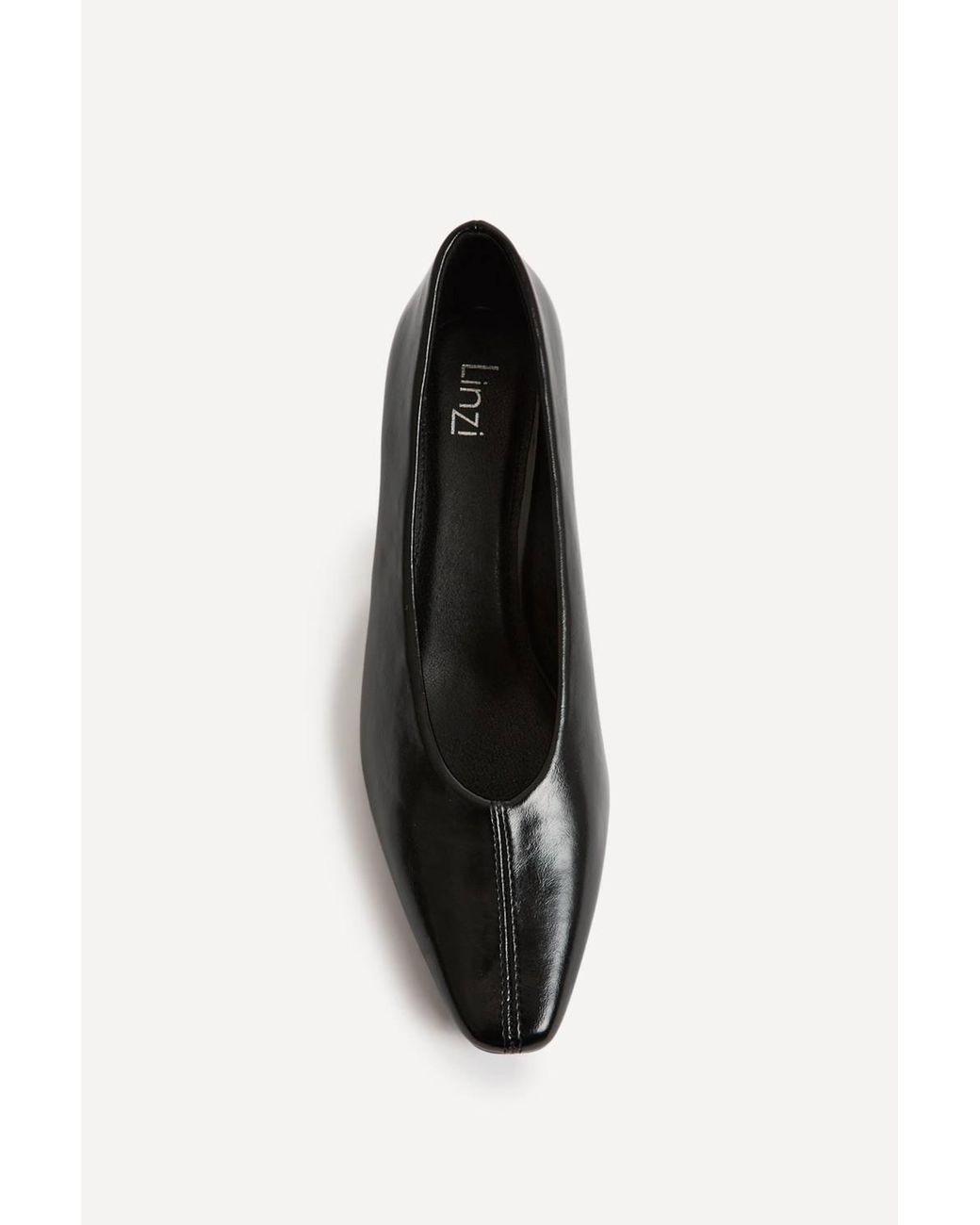 Linzi Black Delaney Faux Leather Square Toe Court Heels