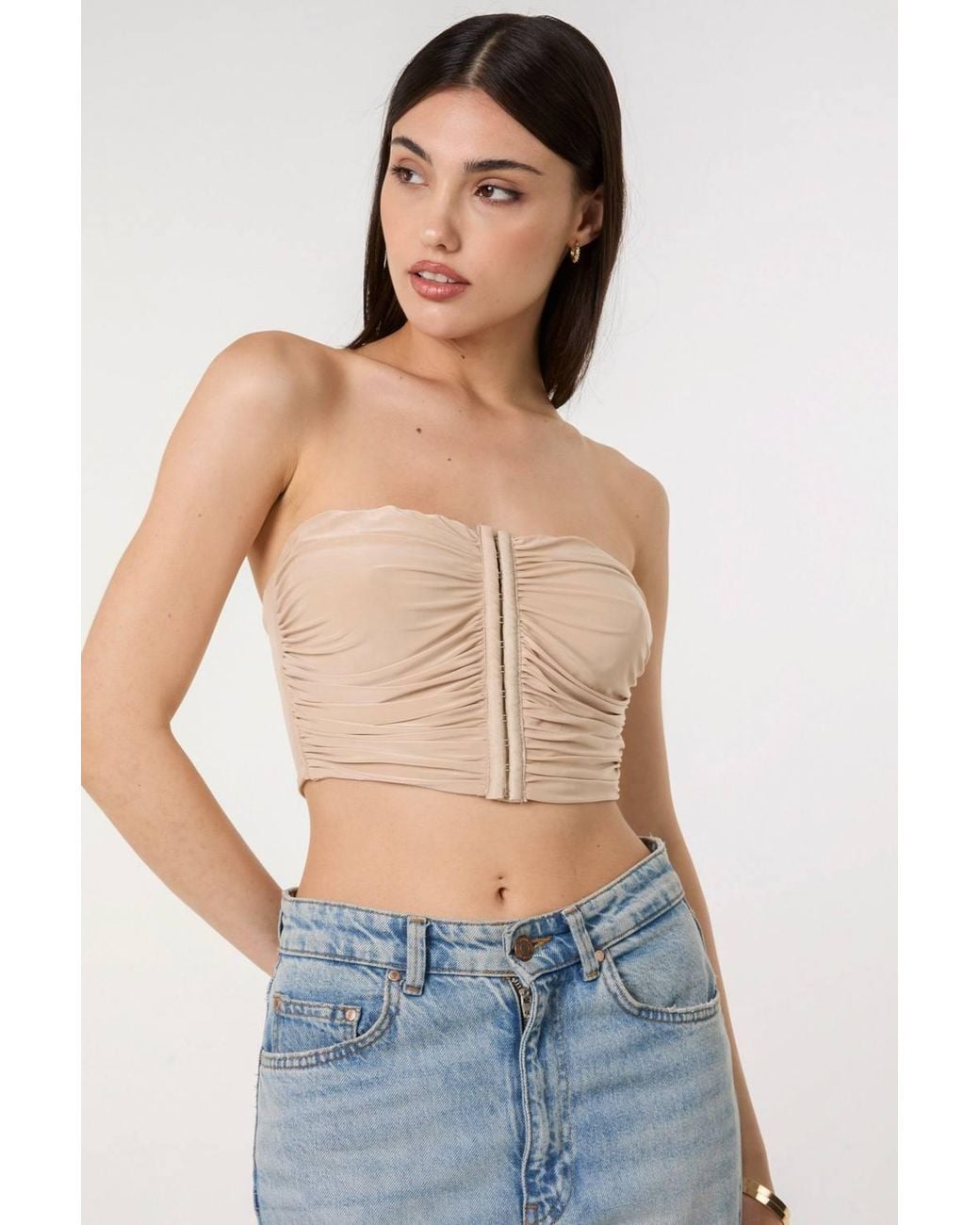 Pink Vanilla Blue Bandeau Eyelet Detail Corset Top