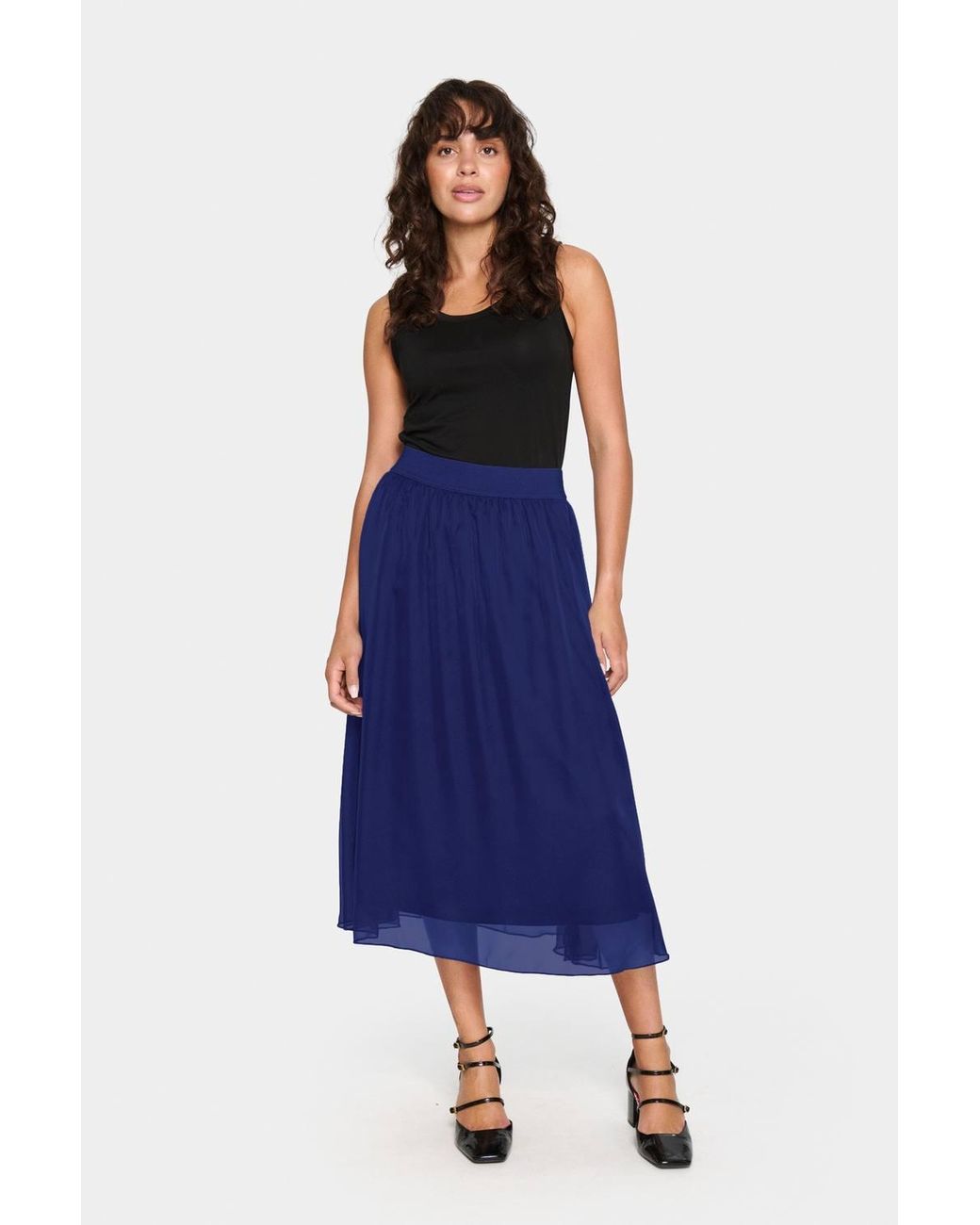 Saint Tropez Blue Coralsz Chiffon Midi Length Lining Skirt