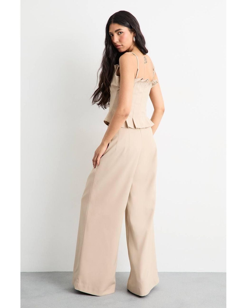 Warehouse Natural Pleated Detail Bandeau Fitted Body Top