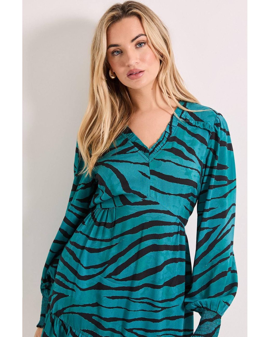 Dorothy Perkins Blue Frill Detail Tiered Smock Printed Mini Dress
