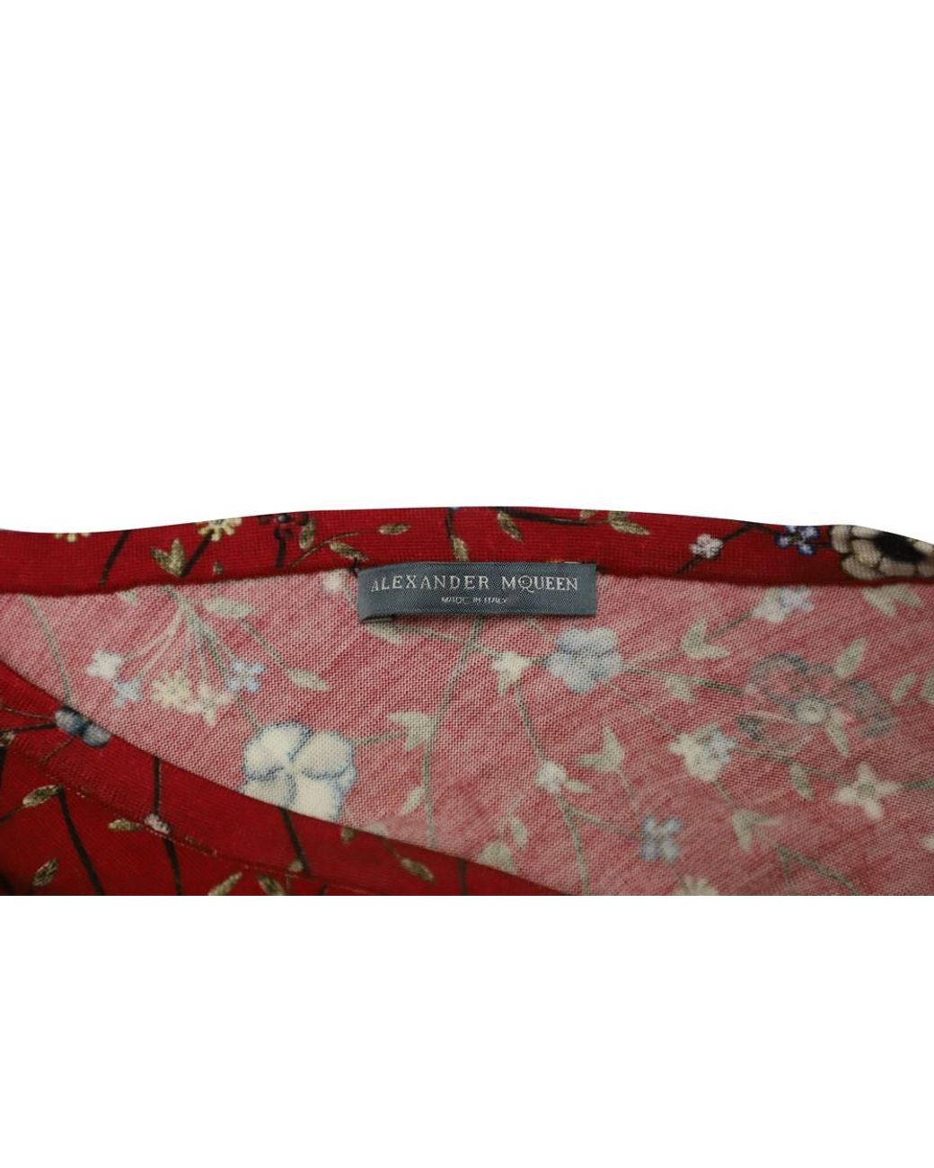 McQueen Red Preloved Asymmetric Back Draped Floral Dress