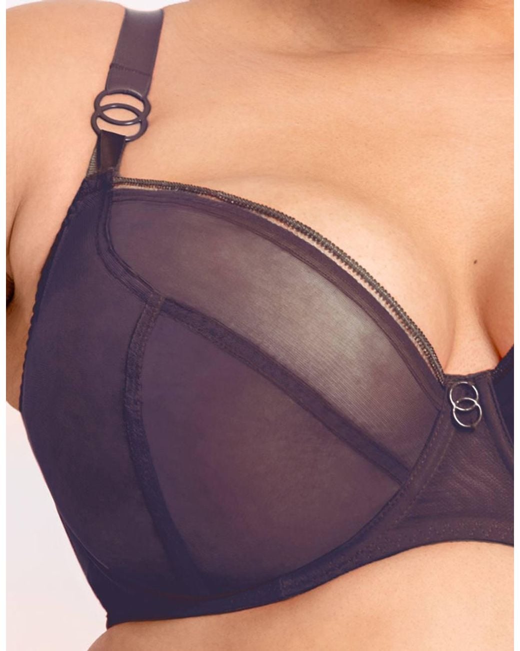 Curvy Kate Gray Lifestyle Plunge Bra Wired Mesh Lingerie