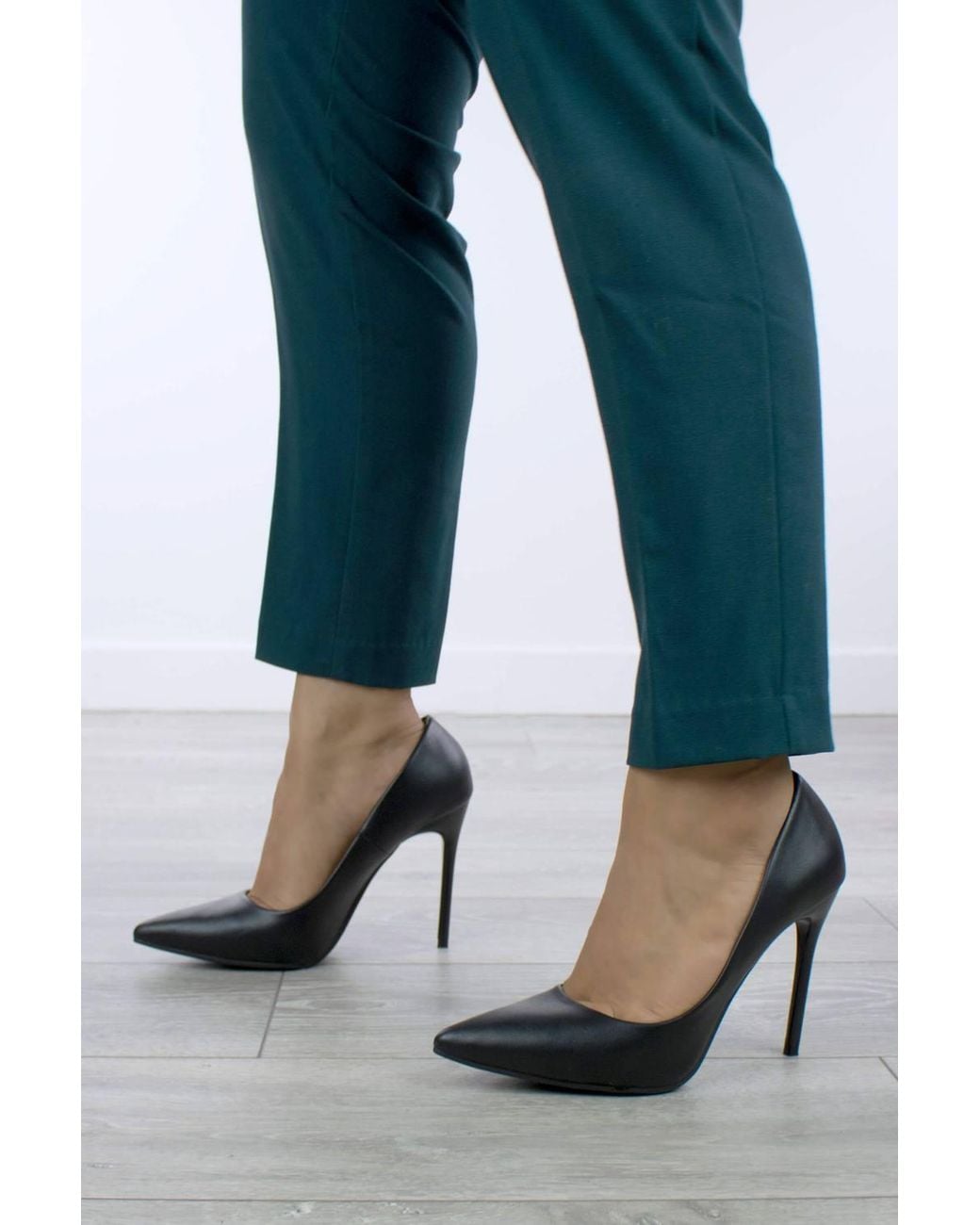 AJVANI Black High Heel Pointed Toe Court Shoes