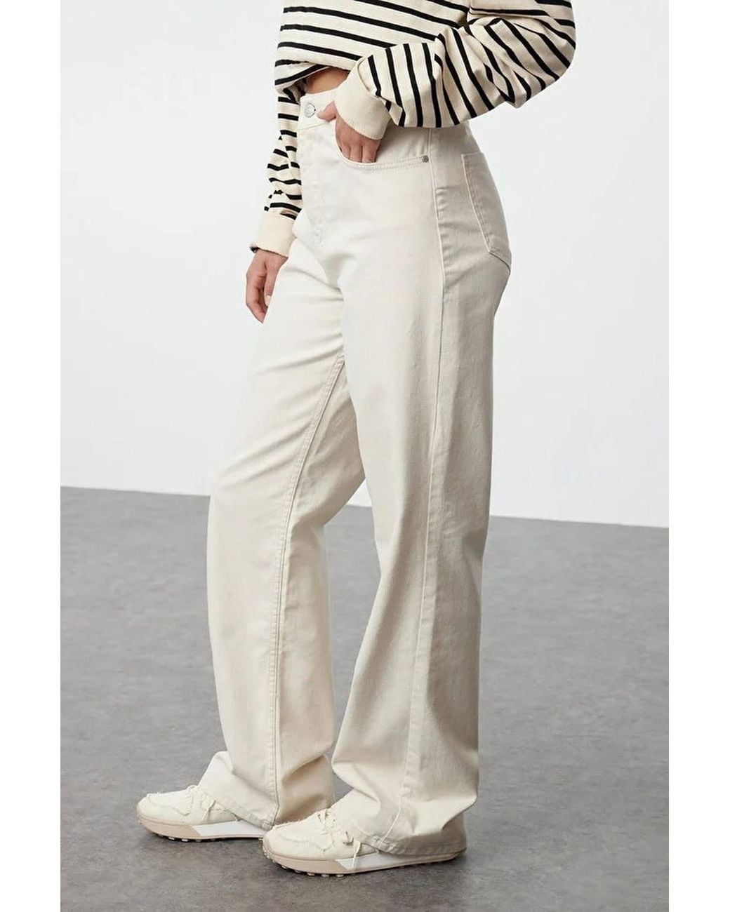 WOVCOR Multicolor High Waist Wide Leg Jeans Waist Detail