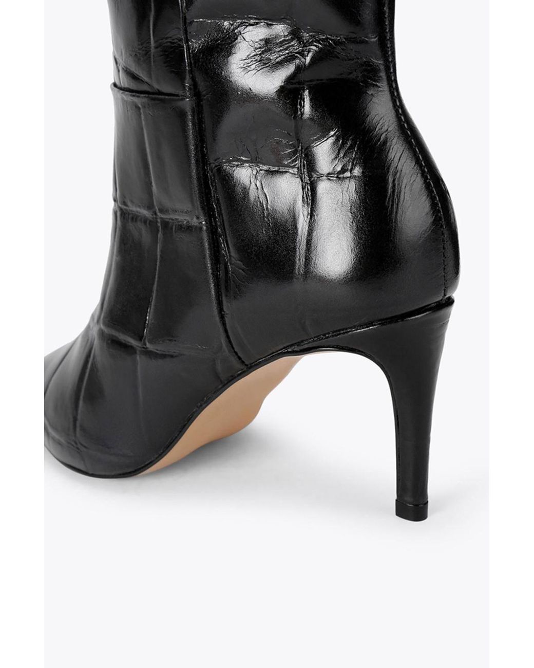 KG by Kurt Geiger Black 'Strict Ankle Boot' Croc Print Leather Boots