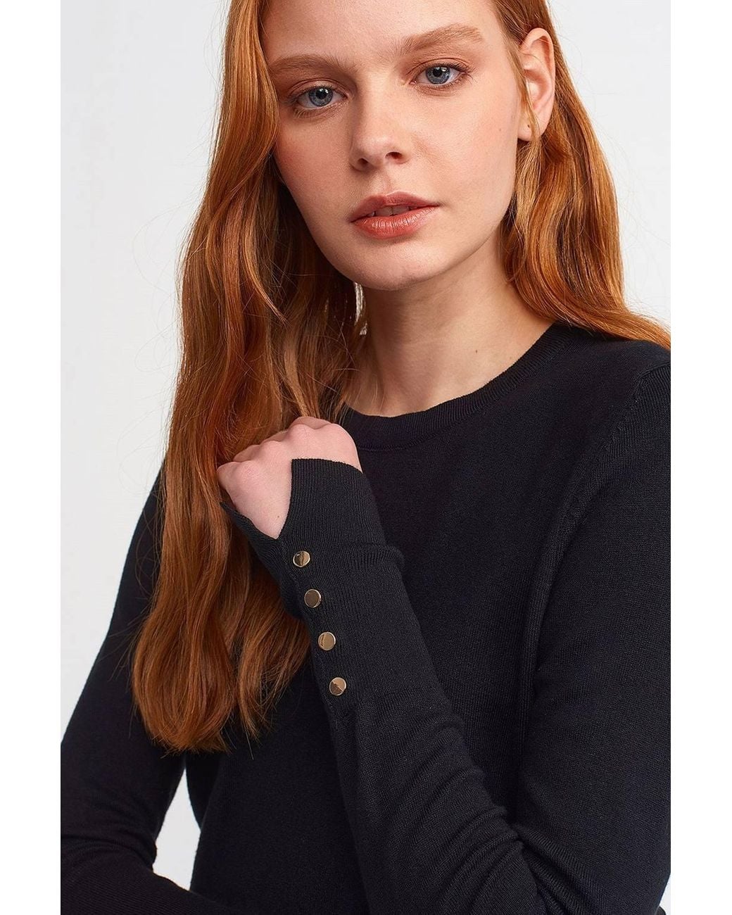 Dilvin Blue Ribbed Crew Neck Slim Fit Sweater