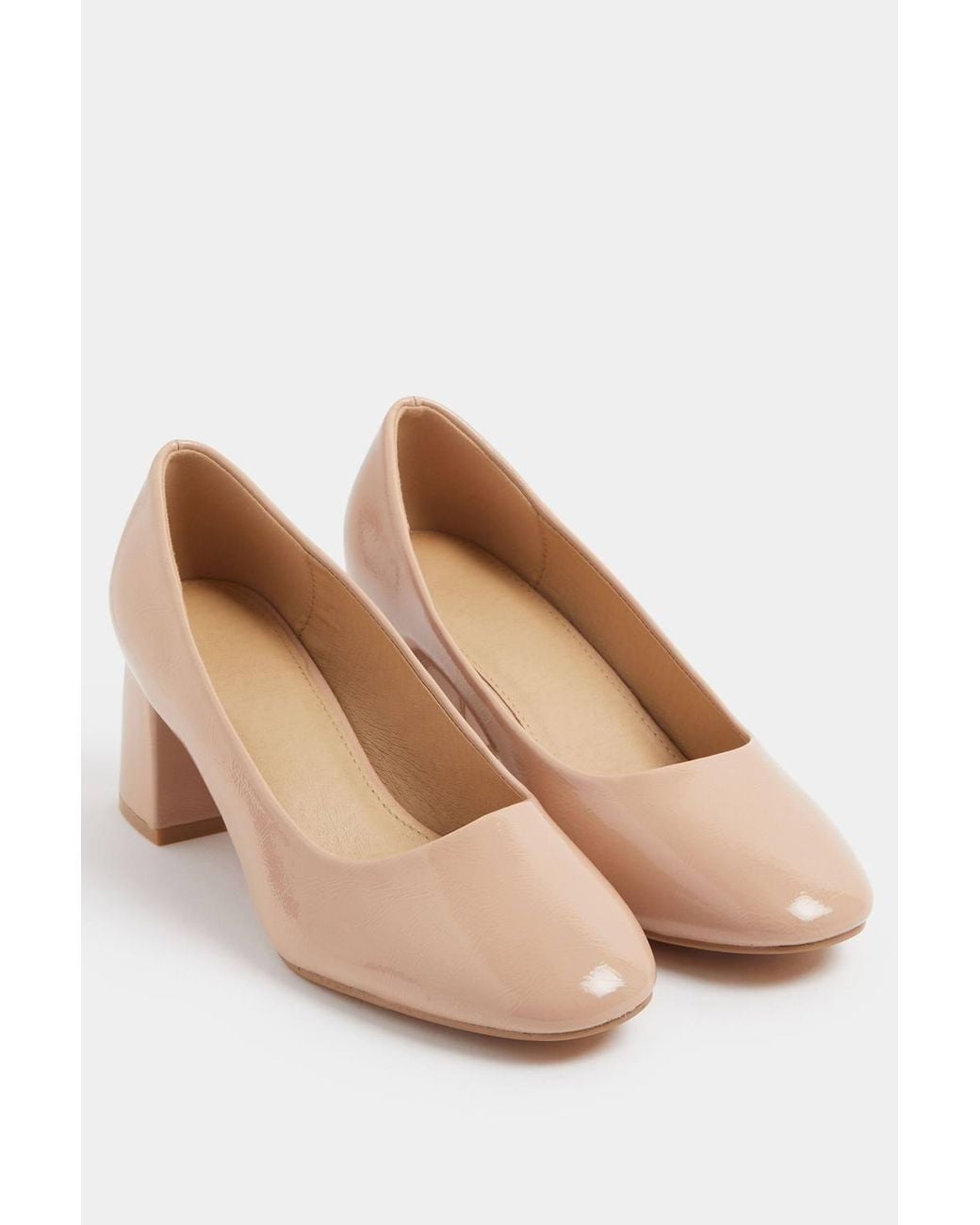 Yours Gray Faux Leather Block Heel Court Shoes