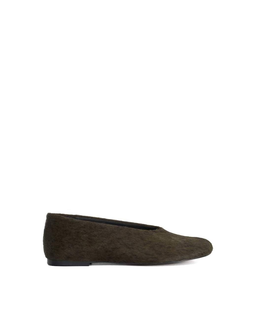 Dune Green 'Highway' Leather Ballet Pumps