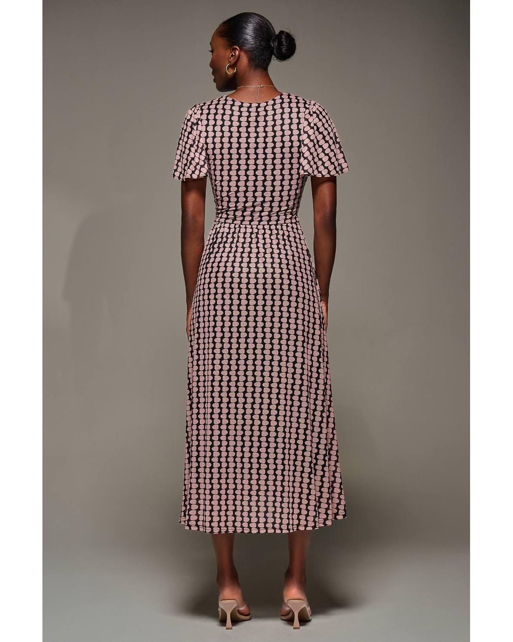 Jolie Moi Brown Mesh Short Sleeve Midaxi Dress