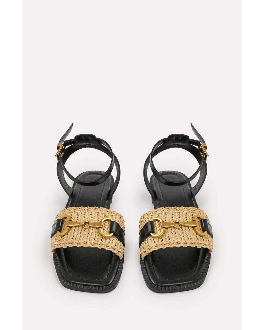 Where's That From Natural 'Norina' Woven Flat Sandals With Snaffle Detail