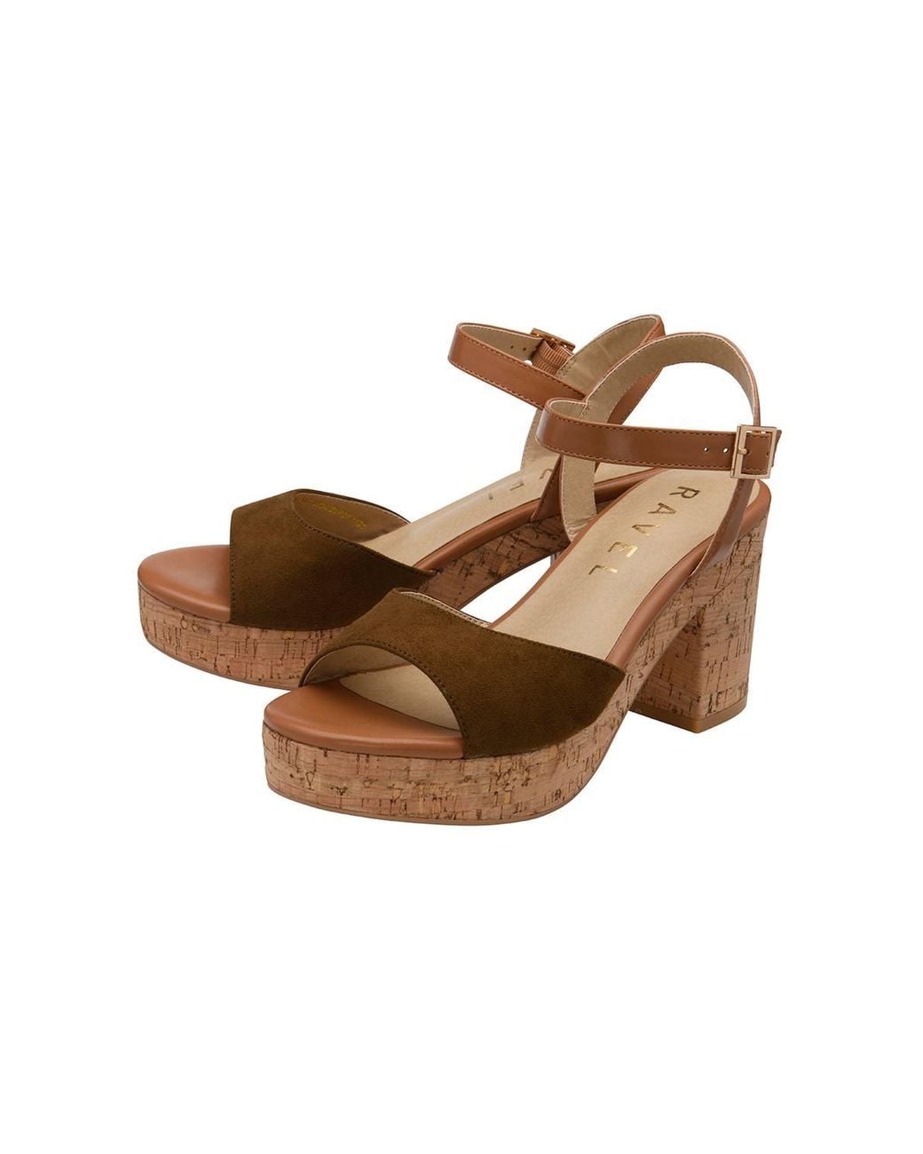 Ravel Brown 'Hauxley' Microfibre Block-Heel Sandals