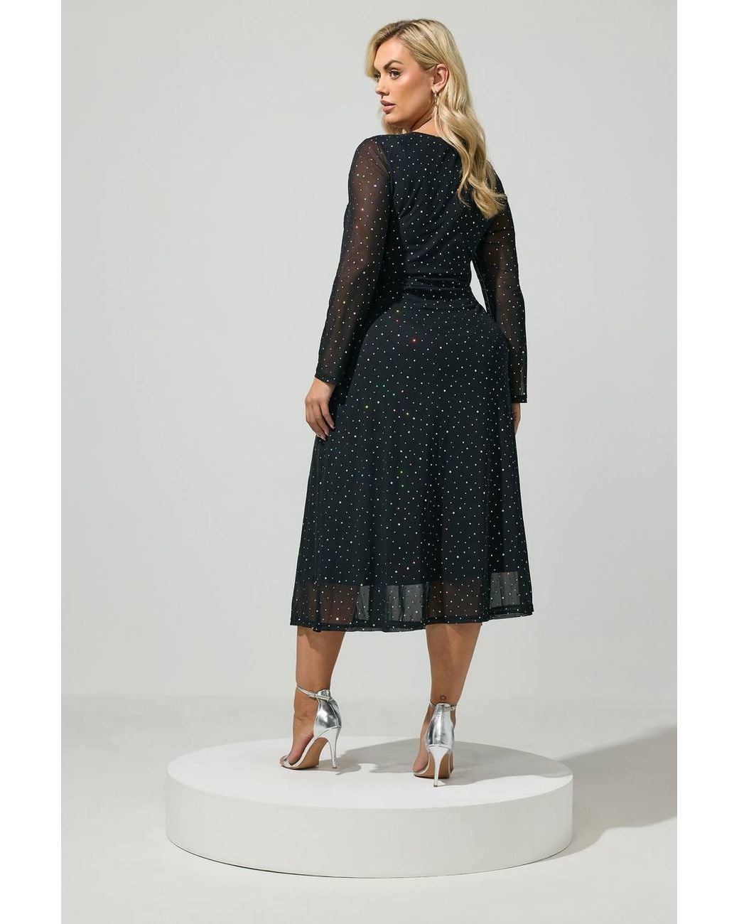 Yours Black Sequin Mesh Maxi Dress
