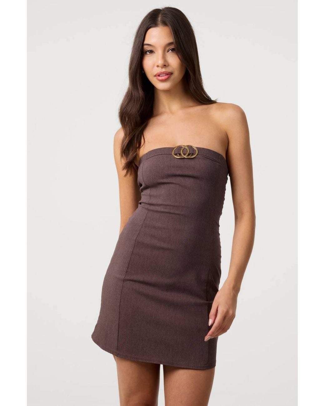 Pink Vanilla Black Detail Bandeau Mini Dress