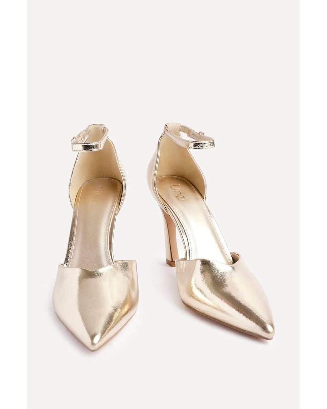 Linzi White Moira Faux Leather V Cut Court Heel