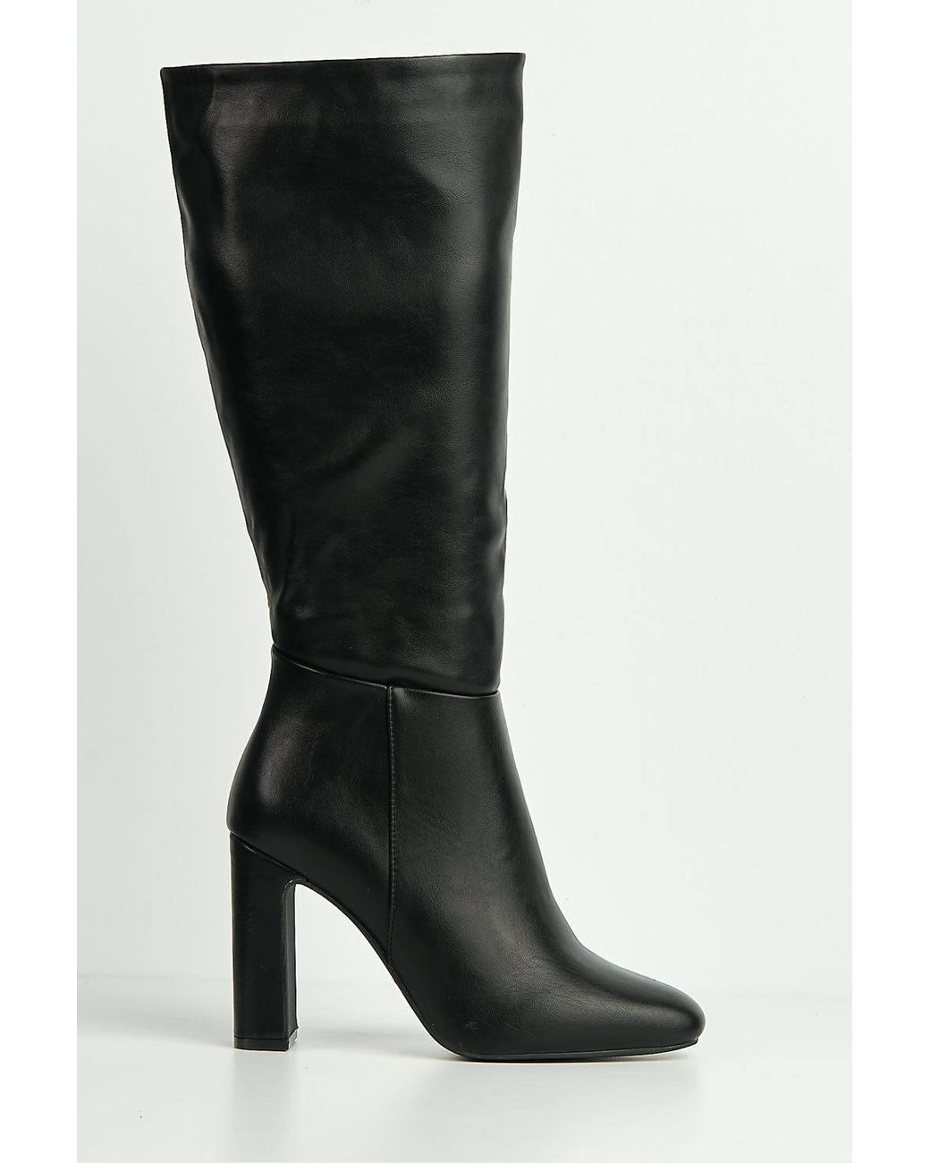 Miss Diva Black Riley Round Toe Knee High Boots