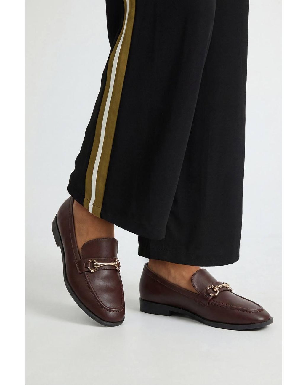 Wallis Black Jessie Faux Leather Metal Snaffle Loafers