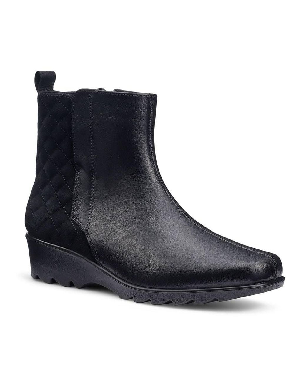 Hotter Blue Wide Fit 'Eton' Quilted Ankle Boots