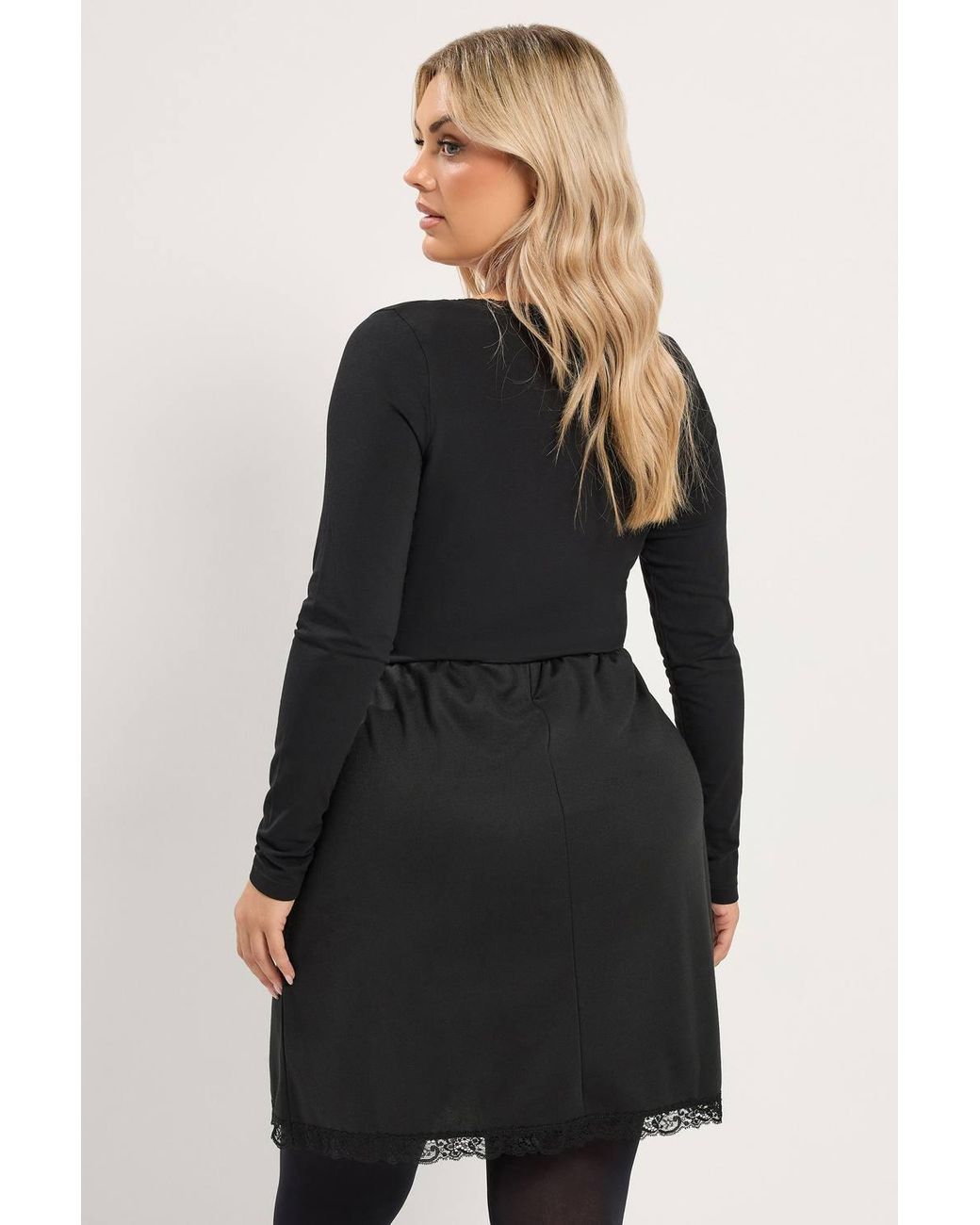 Yours Black Lace Trim Mini Skirt