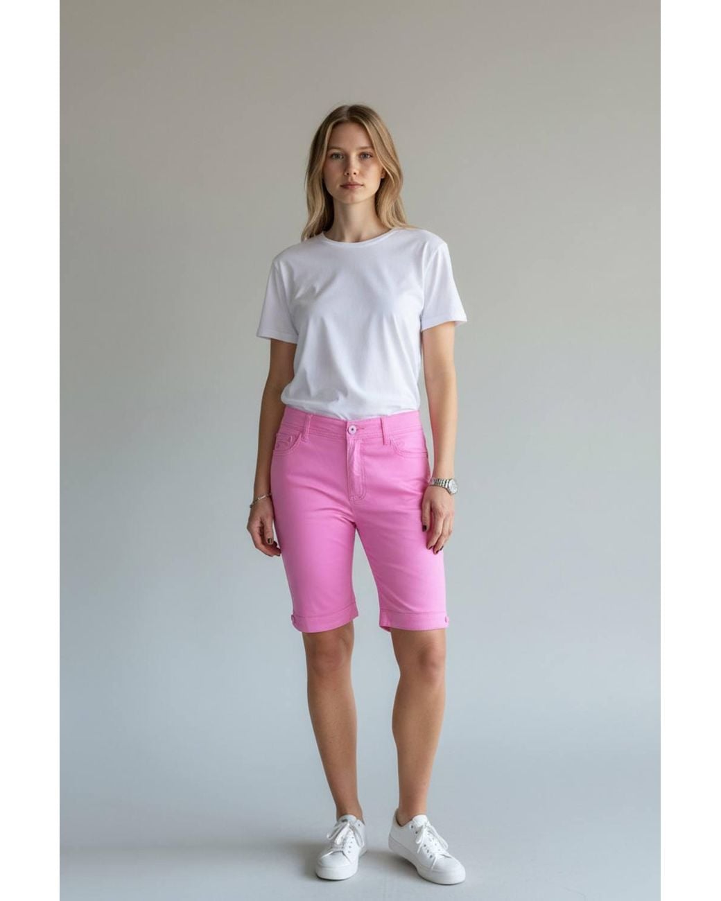 Paulo Due Pink Slim Fit Chino Casual Shorts