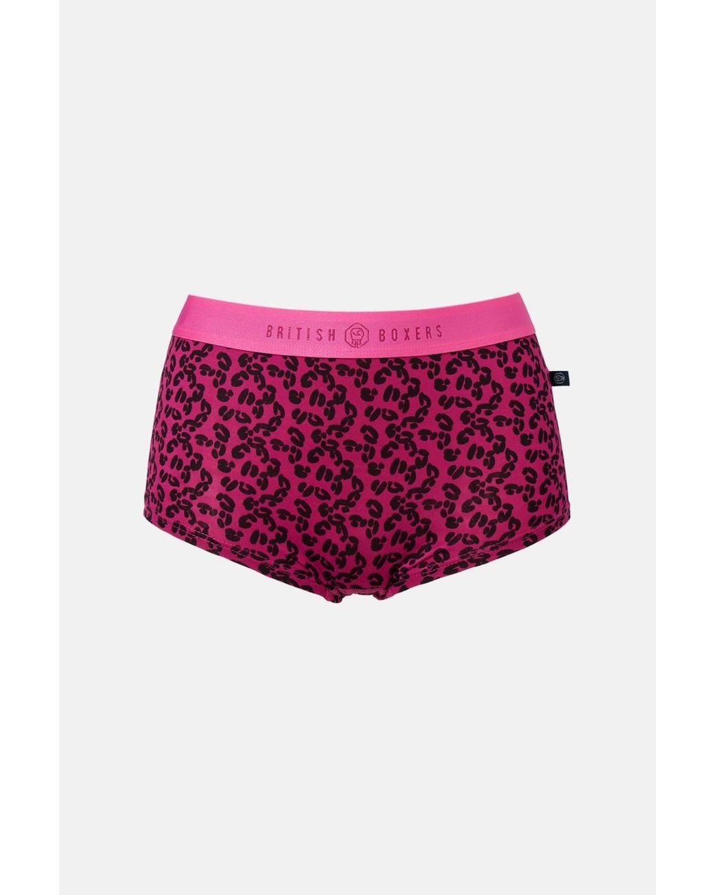 British Boxers Pink Pack Of Four "Leopard Rose" Bamboo Hipster Boxer Briefs