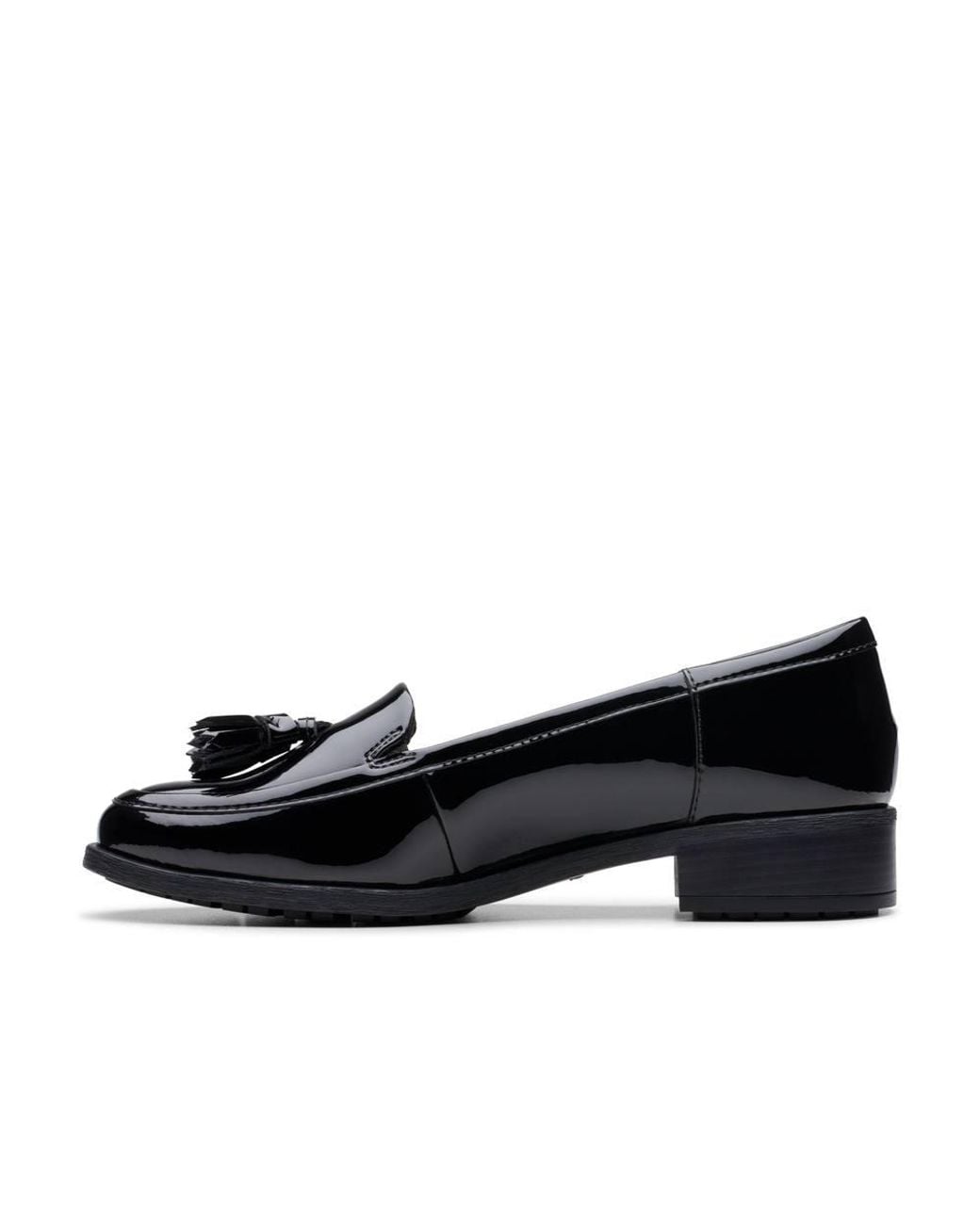 Clarks Black Havisham Edge Loafer Patent Loafers, Slip Ons