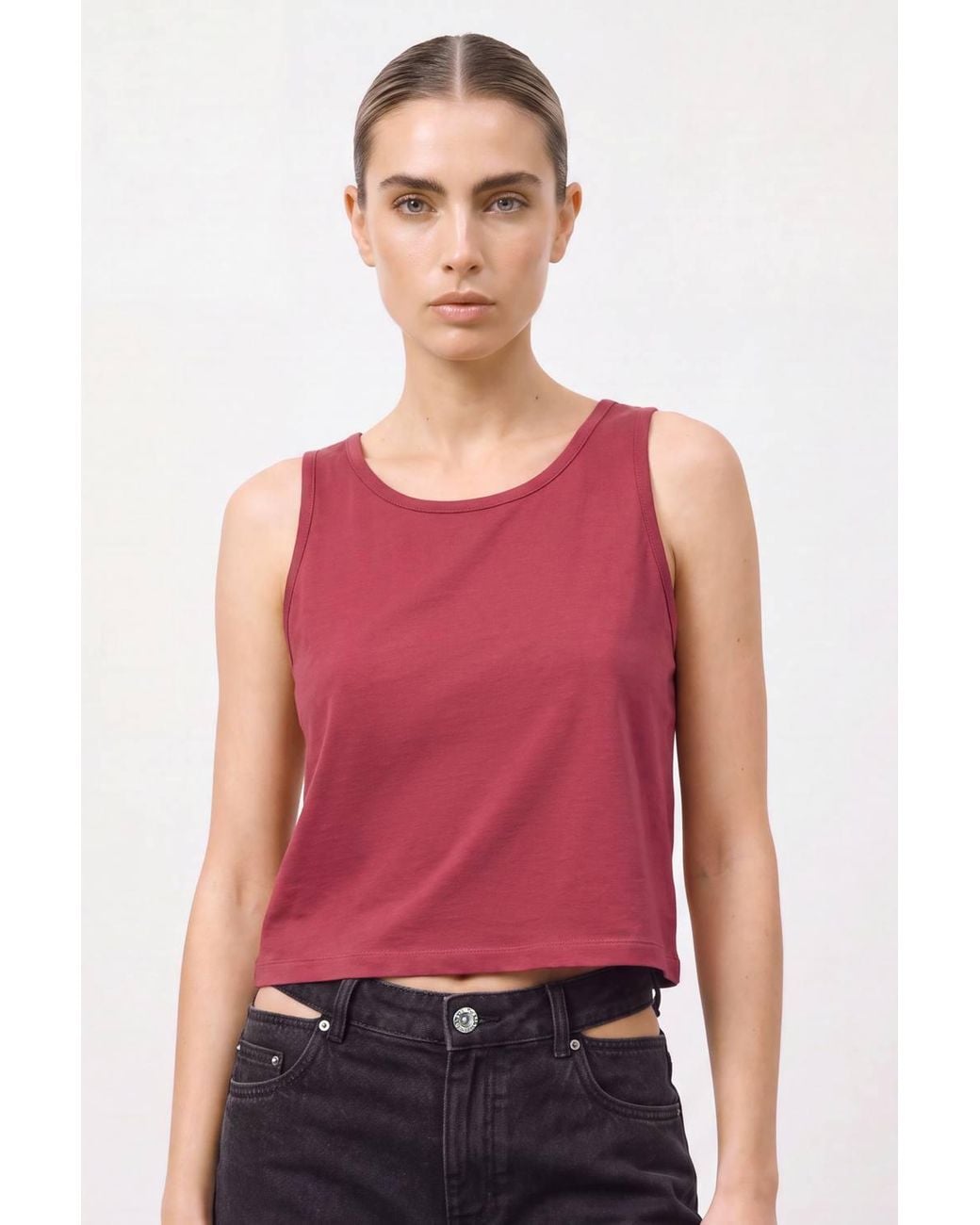 Enorsia Red Cotton Summer Vest