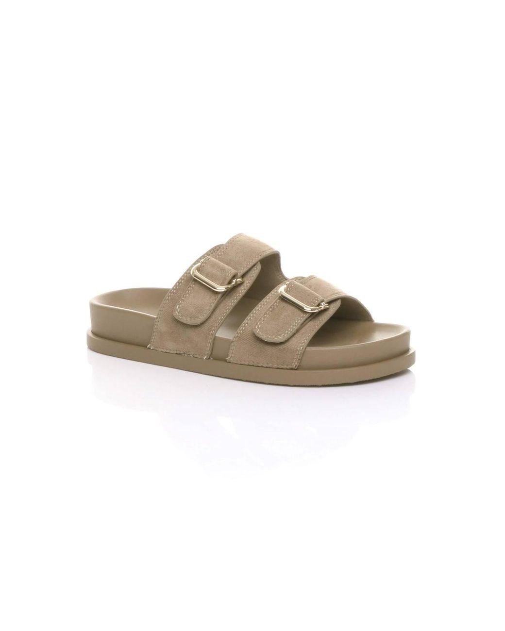 AJVANI Gray Flatform Double Buckle Footbed Sandals