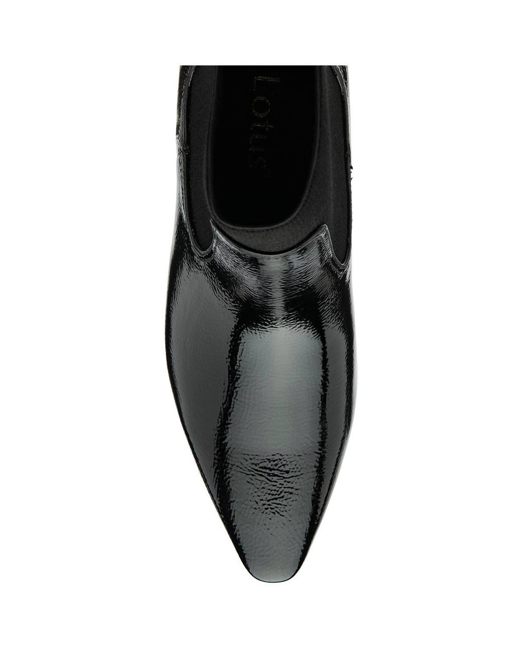 Lotus Black Patent 'Blakely' Pointed Toe Shoe-Boots