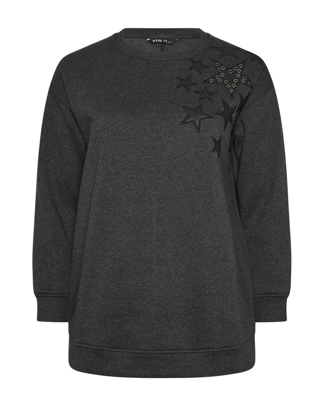 Yours Black Eyelet Star Detail Sweatshirt