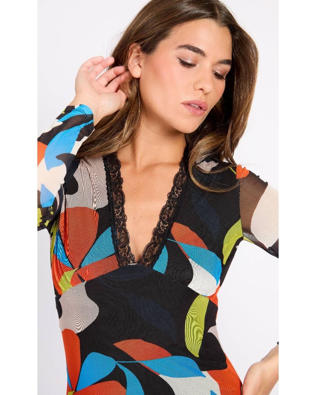 Little Mistress Red Printed Mesh Midaxi Dress