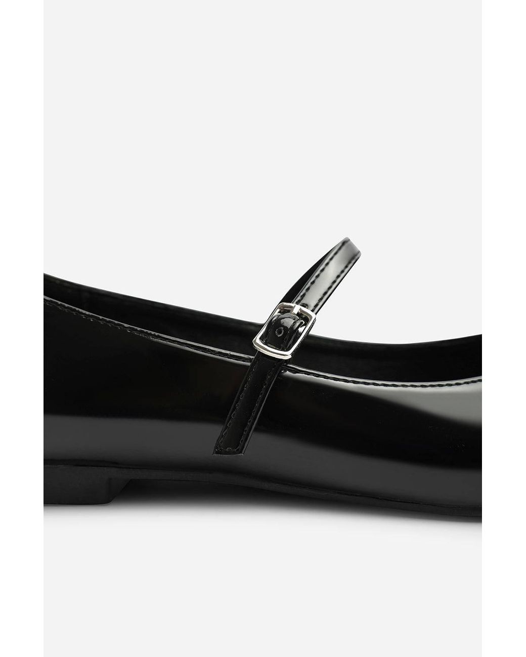 Where's That From Black Novalee Wide Fit Girl's School Shoe Pointed Toe Mary Jane Front Strap Ballet Flats
