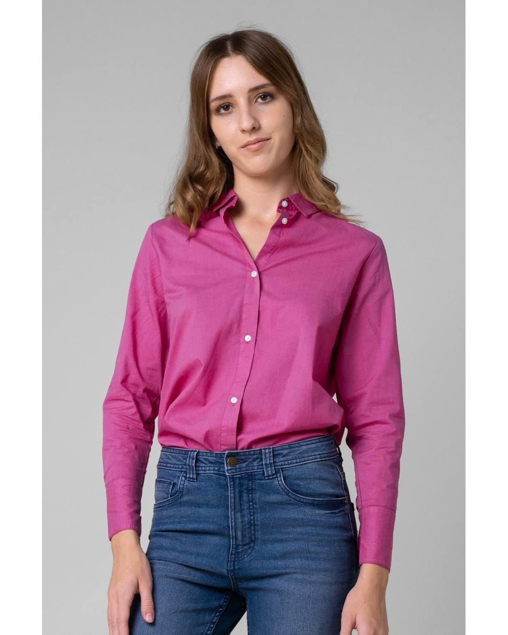 Enorsia Pink Long Sleeve Work Shirt