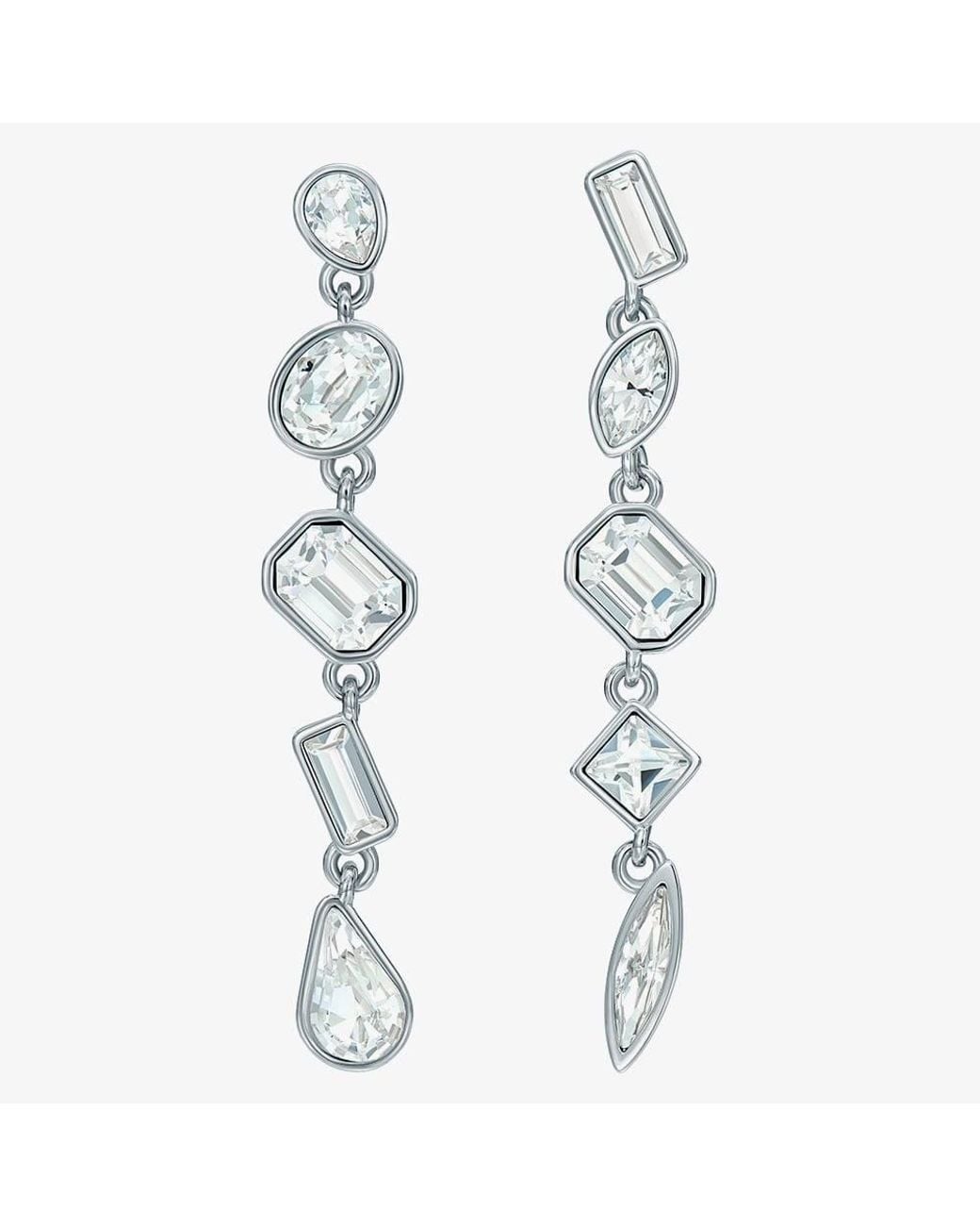 Ted Baker White Julianna Tone Plated Cut Crystal Drop Earrings Tbj4202-01-02