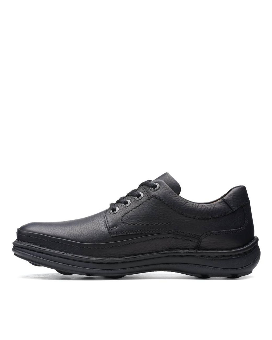 Clarks Black Nature Three Leather Derby Shoes, Lace Up for men