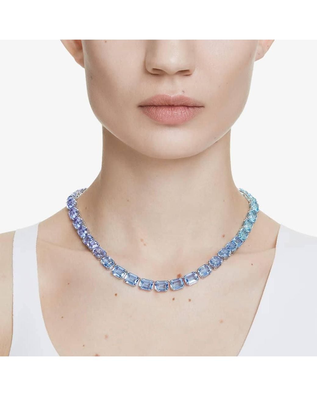 Swarovski Blue Millenia Rhodium Plated Gradient Necklace 5694136