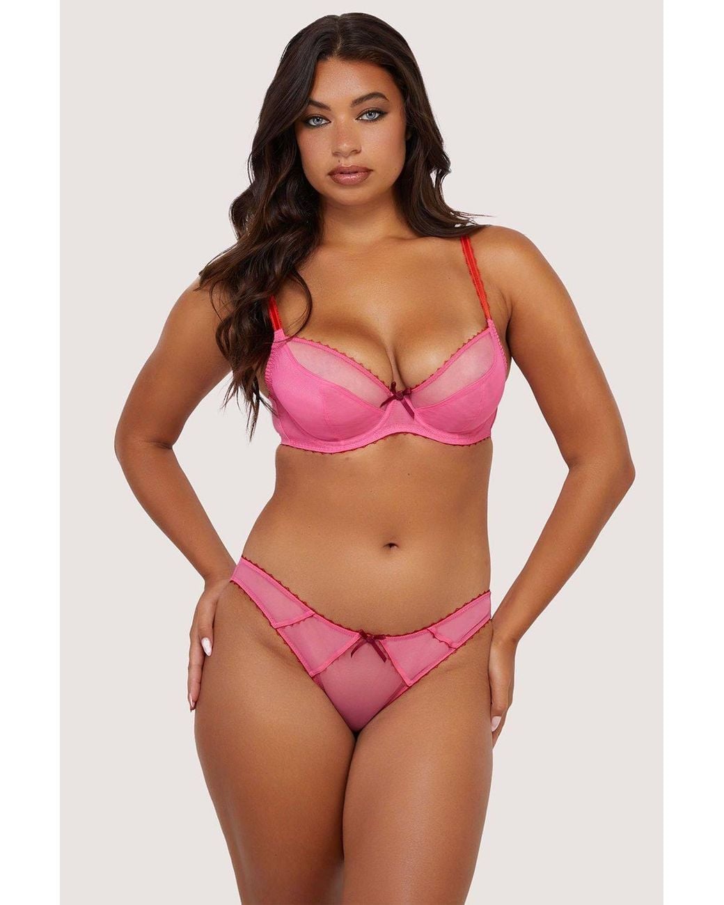 Playful Promises Red Grace Supportive Net 'Plunge Bra'