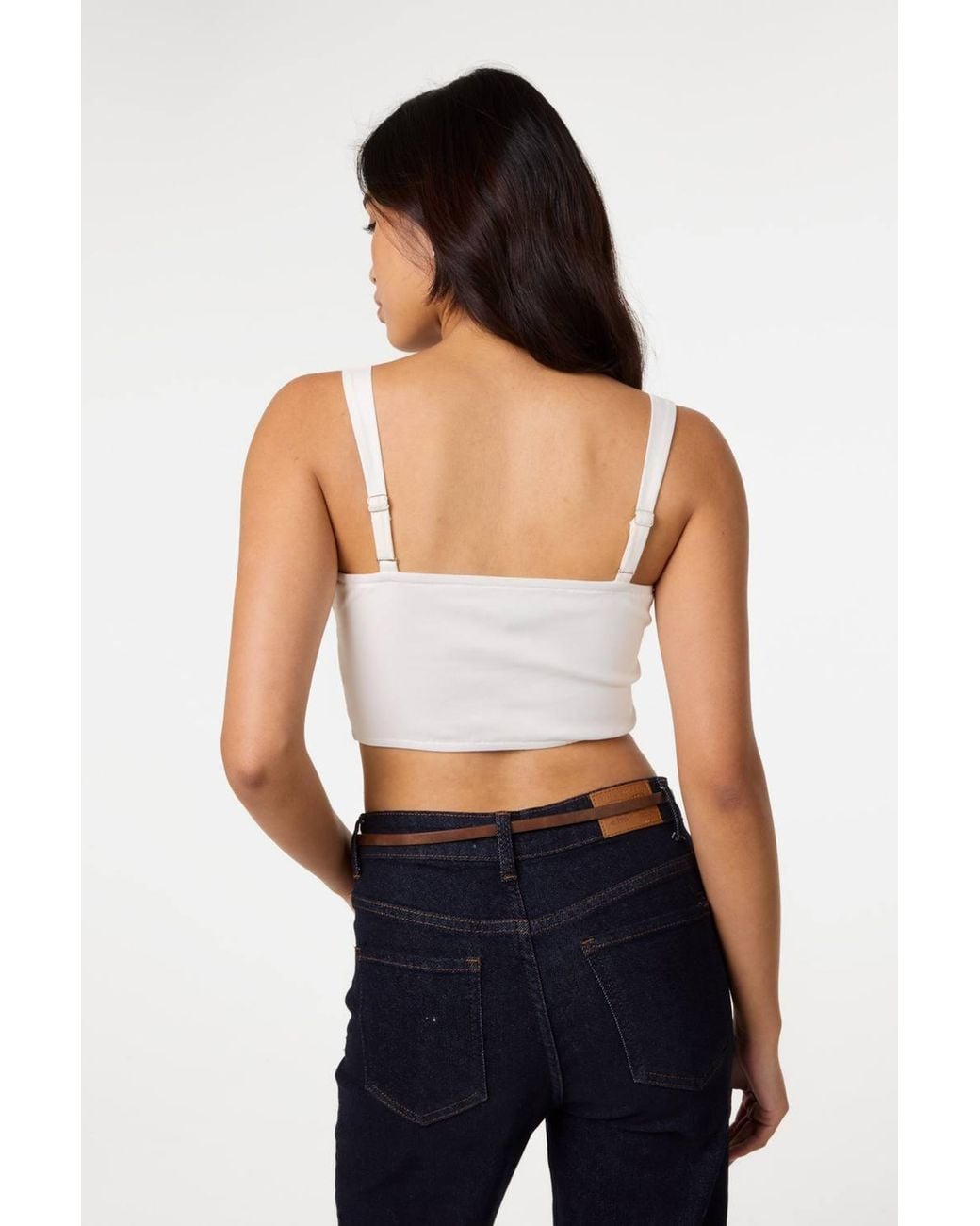 Pink Vanilla Blue Tie Front Milkmaid Crop Top