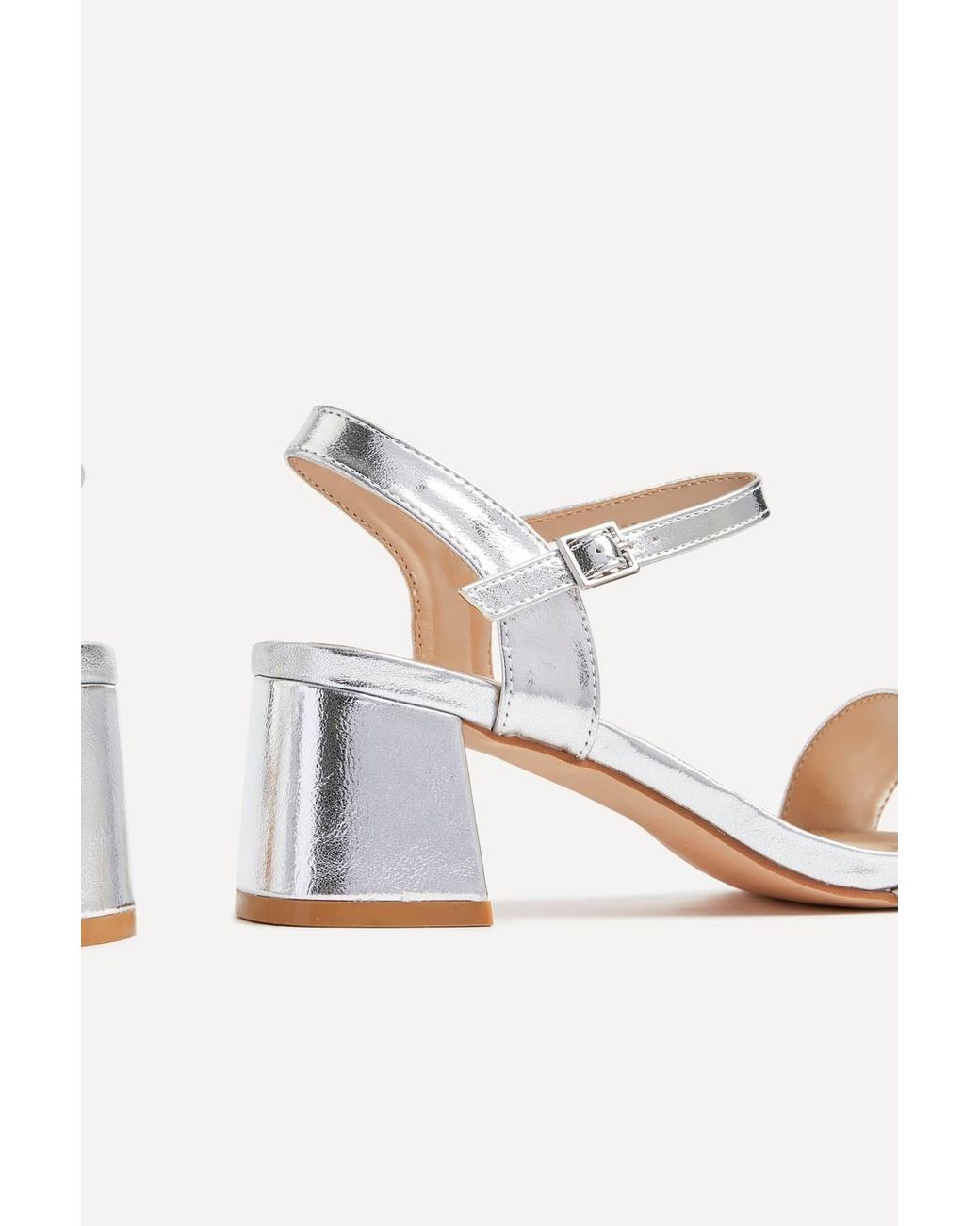 Linzi White Darcie Faux Leather Heeled Sandals