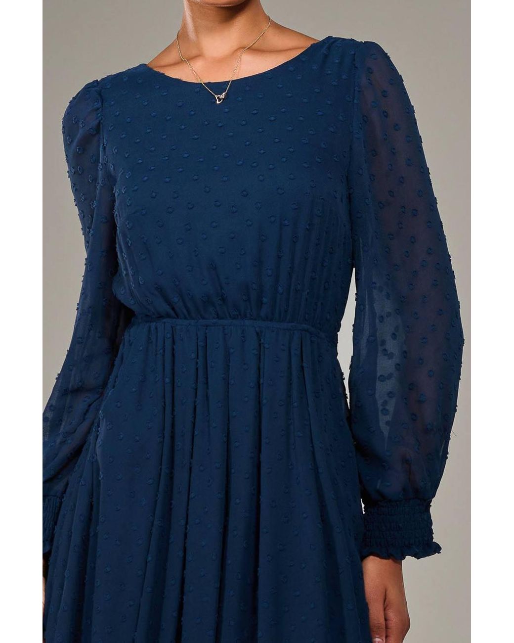 Jolie Moi Blue Long Sleeve Chiffon Midaxi Dress