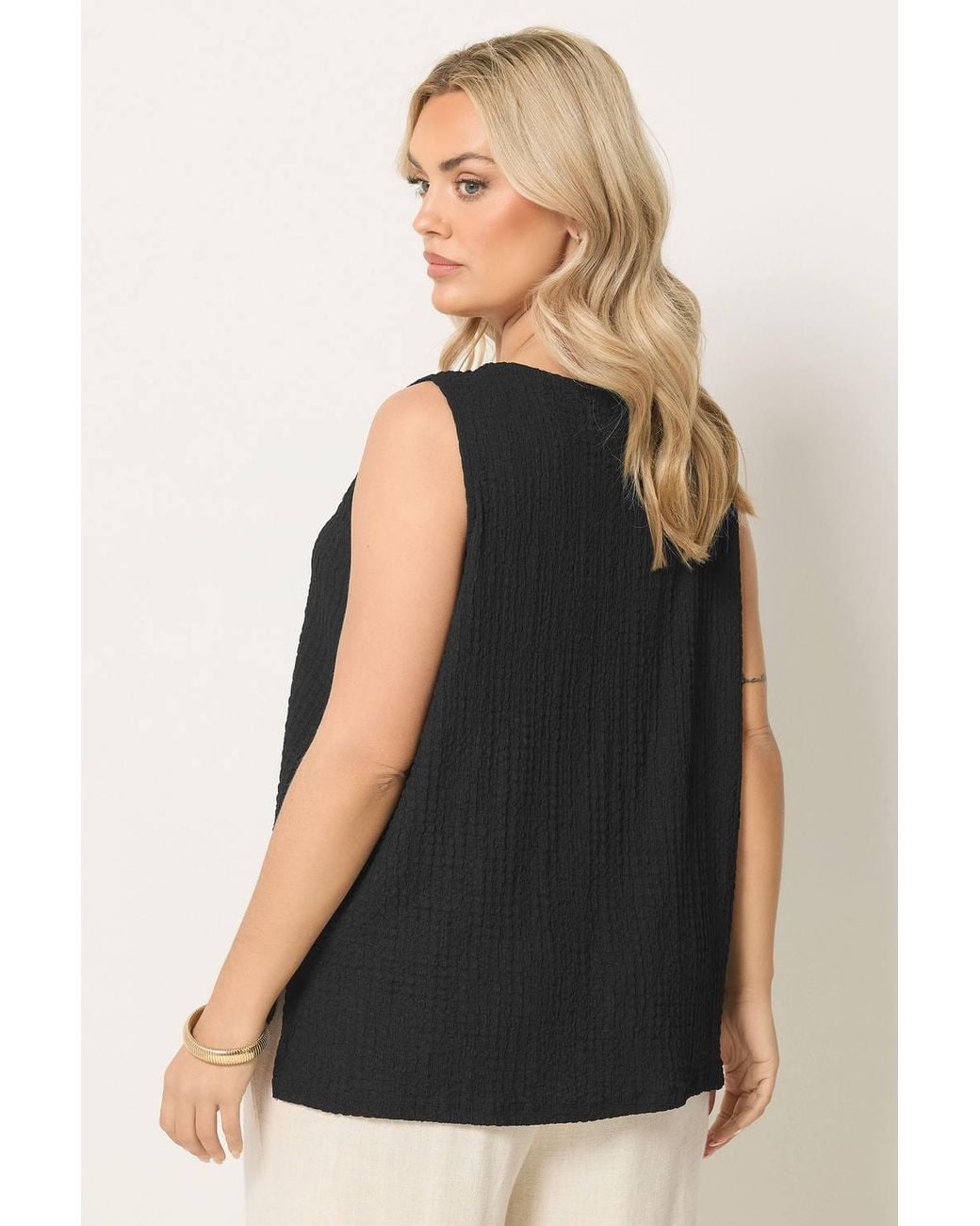 Yours Black Bubble Textured Vest Top