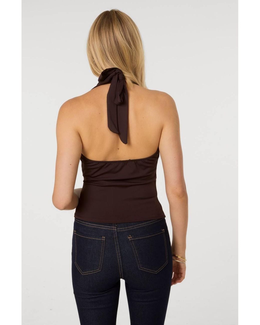 Pink Vanilla Blue Halterneck Cowl Soft Stretch Top