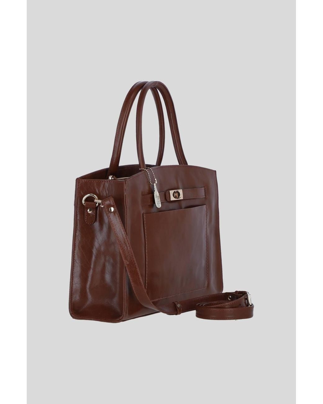 Ashwood Leather Brown Real Leather Structured Handbag With Detachable Strap