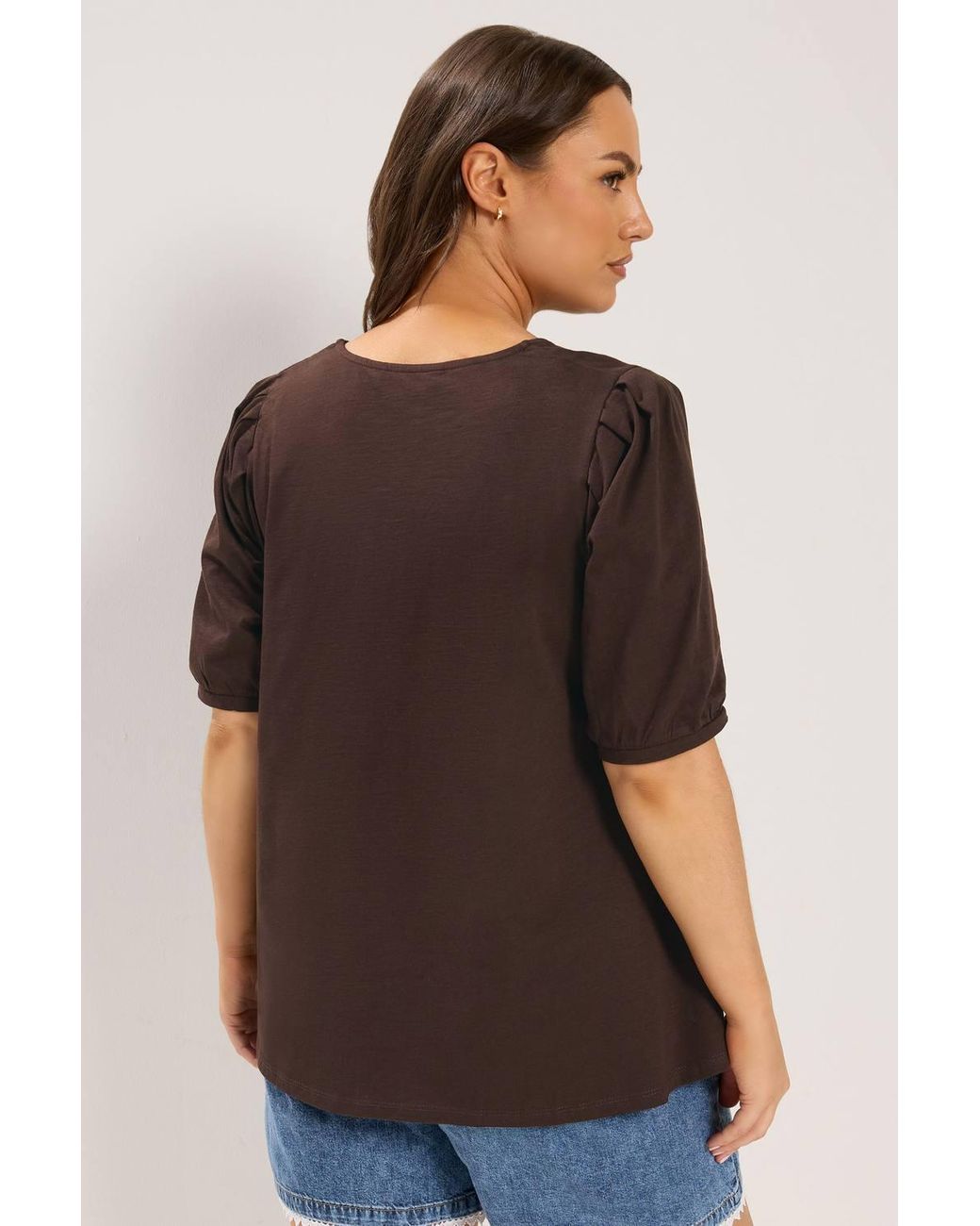 Yours Black Button Front Puff Sleeve Top