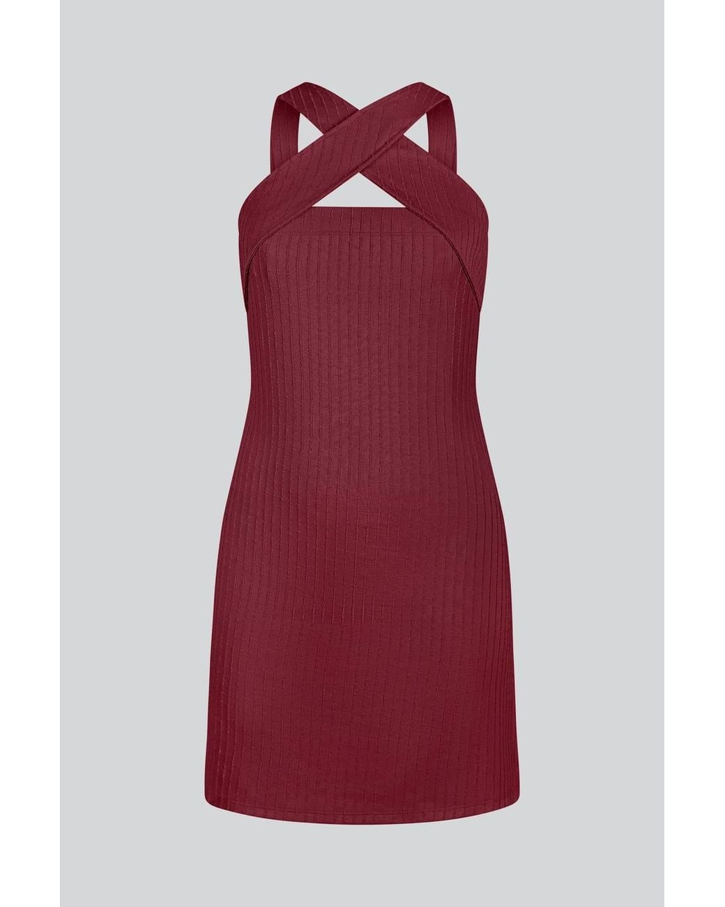Enorsia Red Cross Front Halter Neck Dress